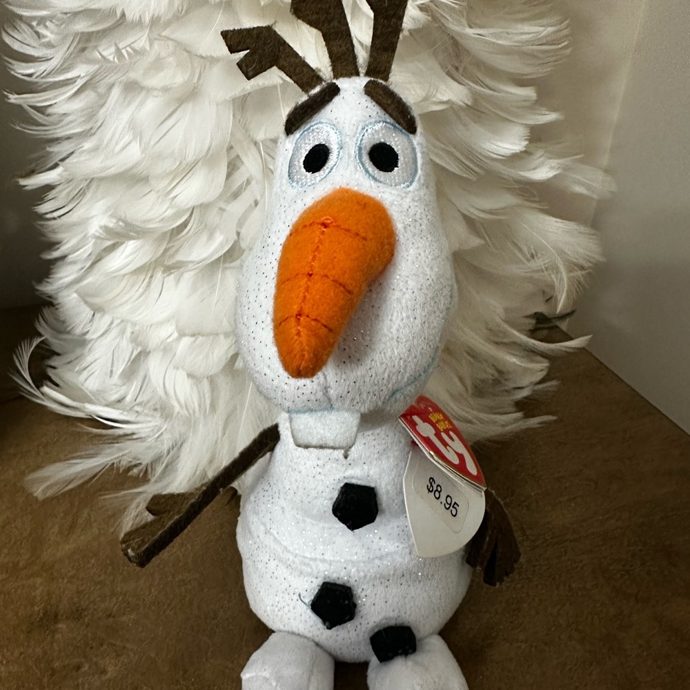 TY Disney Frozen Olaf Snowman Beanie Babies Sparkles 8” plush New w/ Tags